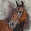 Park On The Road-
Standardbred pacing horse
11"x12" Pastel with acrylic washed background on Wallis sanded paper -sold